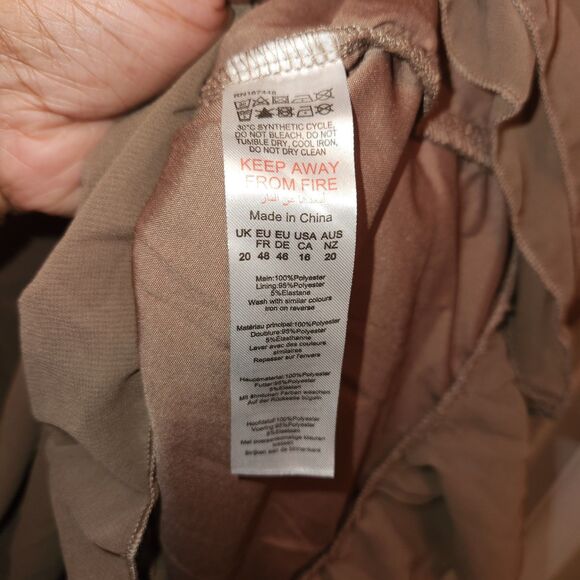 NWT Plus Mocha Brown Bardot Ruffle Detail Shift Dress Size US 16 - Picture 4 of 5